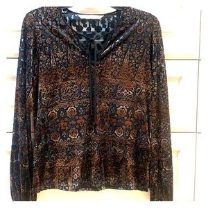 Max Studio Velvet Burnout Peasant Blouse